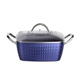 Casserole Dish; Square Induction Saucepan with Lid; 24cm/ 4L Stock Pots Non Stick Saucepan; Aluminum Ceramic Coating Cooking Pot - PFOA Free; Sui